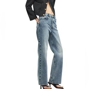 NWOT Frame Slouchy Straight Wide Leg Jeans in Light Blue (Divine) Size 28